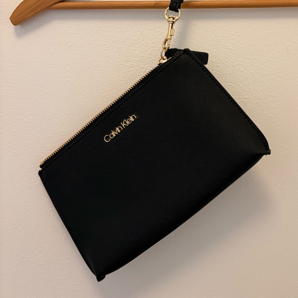 Calvin Klein Black Wristlet with Gold Accents